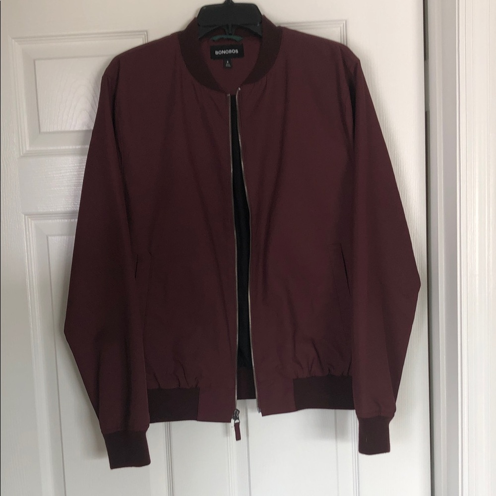 Bonobos Men's Deep Burgundy Bomber Jacket